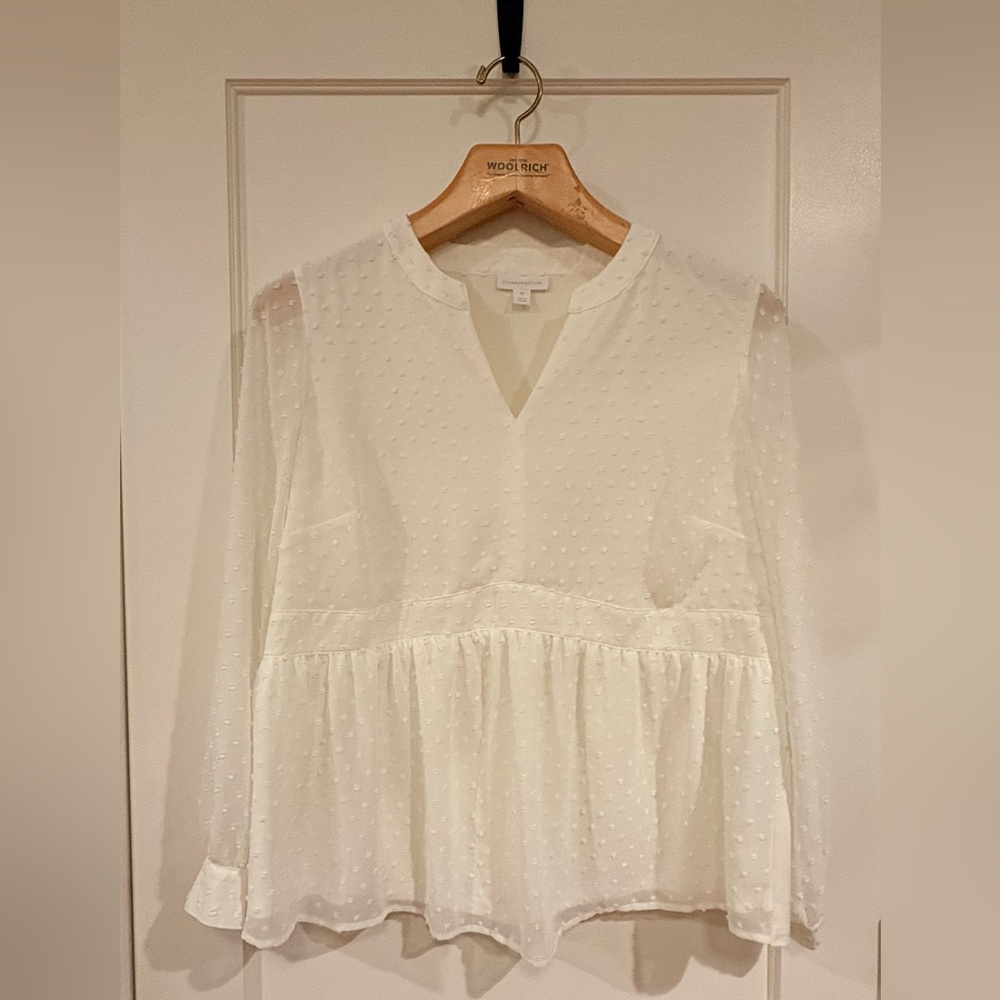 Charter Club Cream Textured Blouse